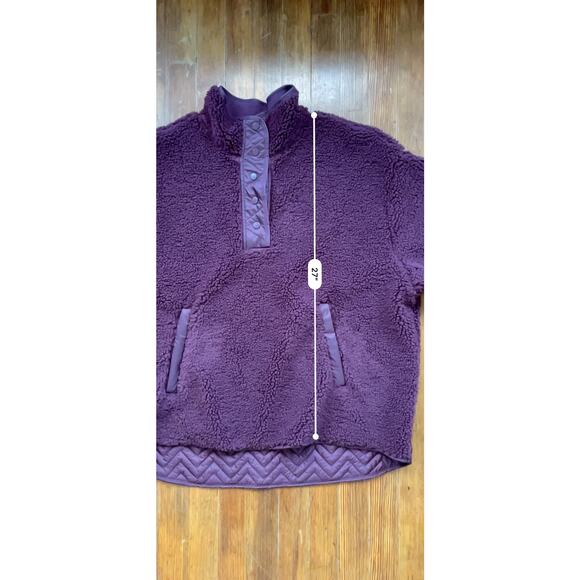 Athleta 2X Sherpa Snap Sweatshirt Spiced Cabernet Pullover Oversized Coat - Picture 9 of 10